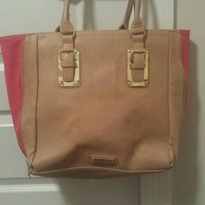 Steve Madden camel and fuscia purse