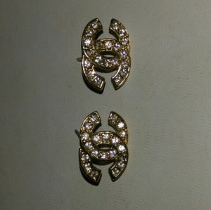 Sale today only!! Channel CC Crystal logo earrings