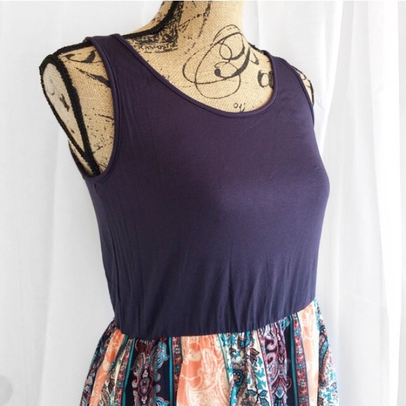 🎉1 LEFT🎉 Navy & Orange High Low Dress - Picture 2 of 4