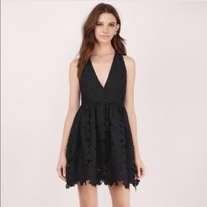 Tobi Flounce Deep V Neck Skater Dress