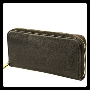 Black and gold leather wallet