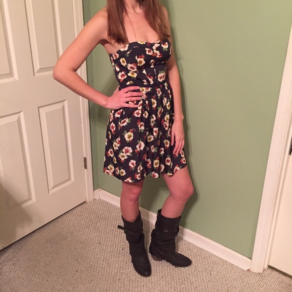 Strapless AE Navy-Floral Dress