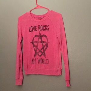 "Love Rocks My World" pink super soft sweater