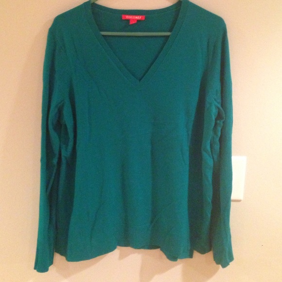 Teal Acrylic V-Neck Sweater