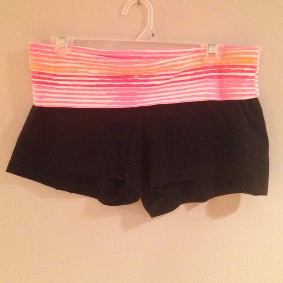 Fold over waistband yoga shorts