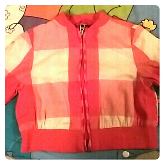 Plaid windbreaker for infant girls.