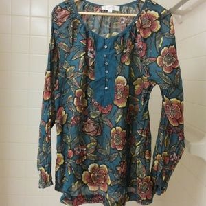 Ann Taylor Loft long sleeve floral blouse