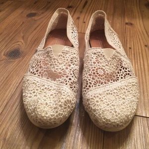 White Crochet Toms size 9