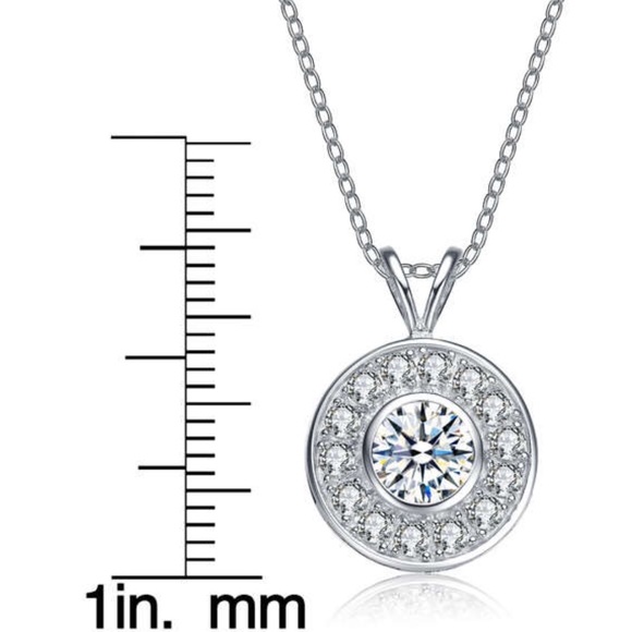 🌸925 Silver Halo Cubic Zirconia 18" Necklace🌸 - Picture 3 of 4