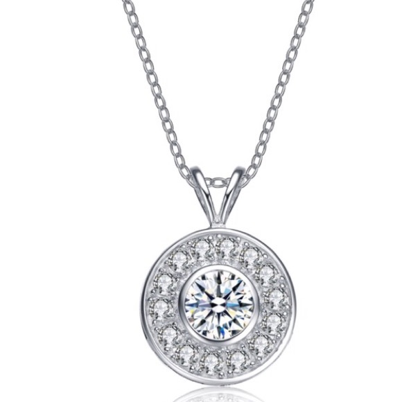 🌸925 Silver Halo Cubic Zirconia 18" Necklace🌸 - Picture 4 of 4