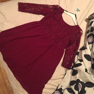 Lace deep red dress :)