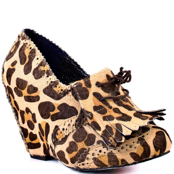 Irregular Choice Leopard Wedge Booties