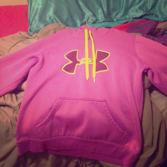 Purple& lime green Under Armour hoodie.