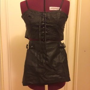 🏷🏷🏷Final drop💸Black pleather lace up bustier ☠