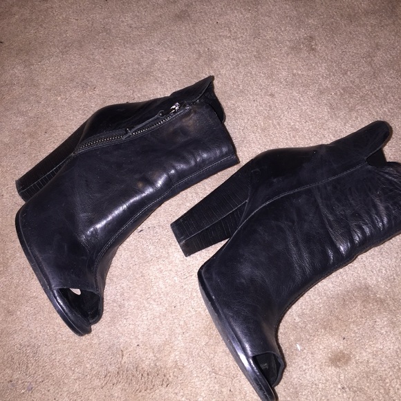 Guess Peep Toe Leather Booties - Picture 2 of 4
