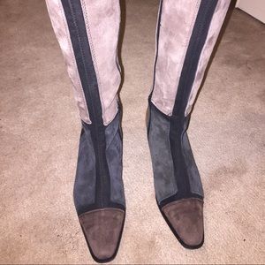 Color-Block Italian Suede Knee High Boots