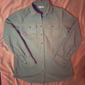 J.Crew cotton denim button up sz 4 army green
