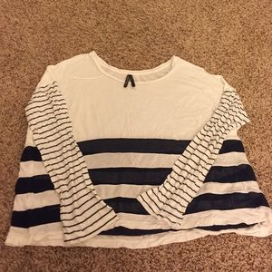 White blue striped top