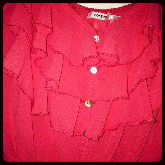 Poetry Tangerine Ruffle Tank Top - Large - Picture 3 of 4