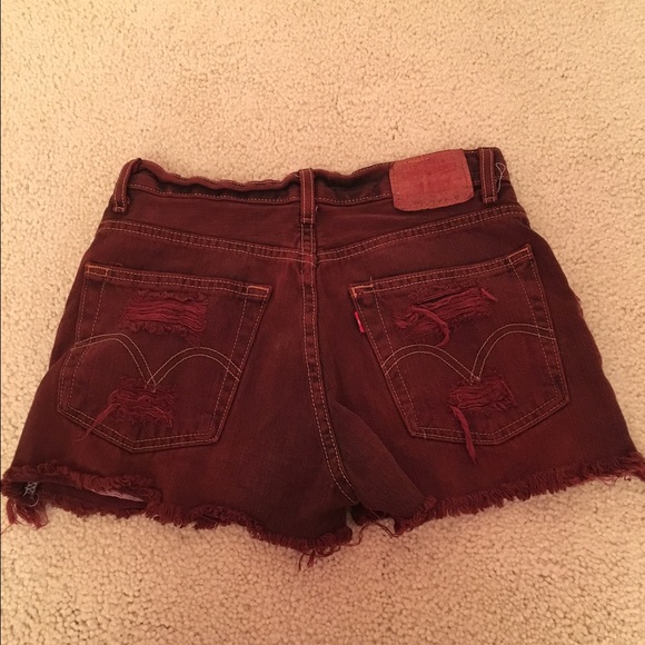 Vintage Levy maroon jean shorts