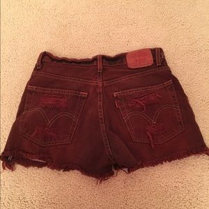 Vintage Levy maroon jean shorts