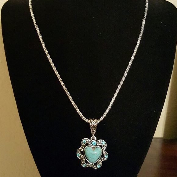 Bohemian Flower Heart Turquoise Necklace