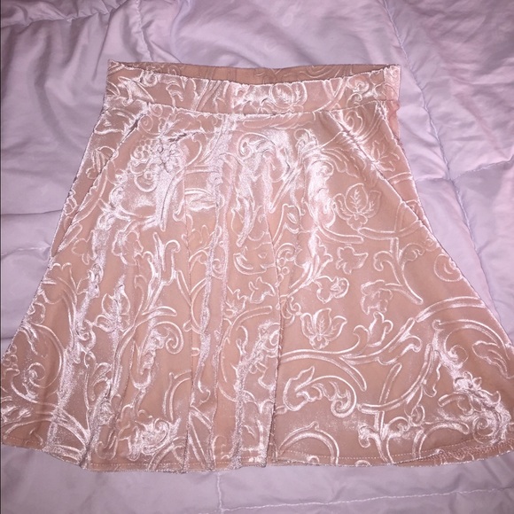 Velvet pink skater skirt