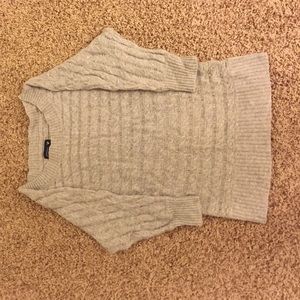 Light grey off the shoulder knit top.