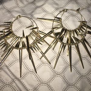 Gold spiked hoops