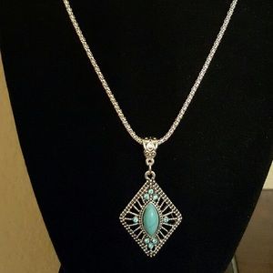 Bohemian Geometry Square Turquoise Necklace