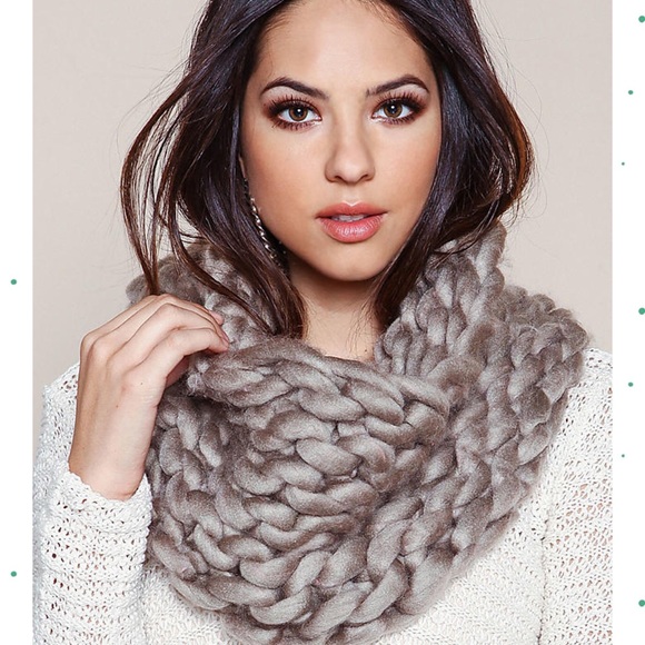 Accessories - Taupe Chunky Knit Infinity Scarf