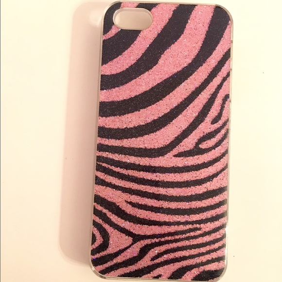 Pink sparkly zebra print iPhone 5/5s case