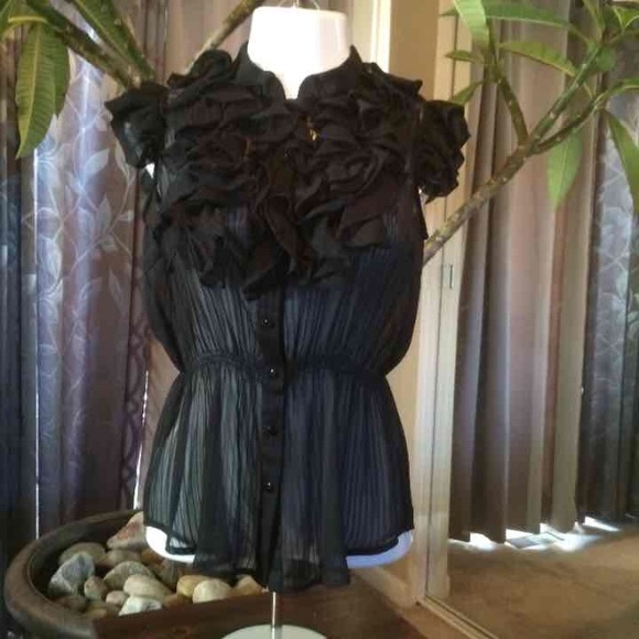 Sheer Black, Sleeveless Shirt