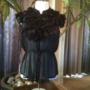 Sheer Black, Sleeveless Shirt