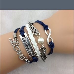 Believe Love Infinity navy leather bracelet