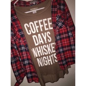 Coffee Days Whiskey Nights T-Shirt Small NWOT