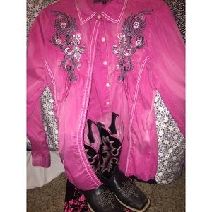 Pink Roar Button Down - Large