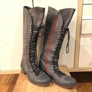 Charles David Grey Regiment Lace Up Boots