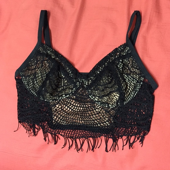 Black lace & mesh bralette