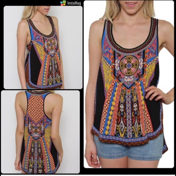 🌺HP 6/28🌺MULTI COLOR "STAINED GLASS" TOP - Picture 2 of 2