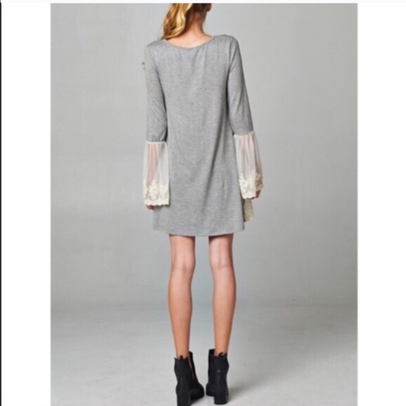 XX The MANDY Laced Bell Sleeves Dress -H. GREY - Picture 2 of 4