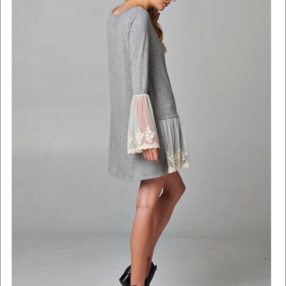 XX The MANDY Laced Bell Sleeves Dress -H. GREY - Picture 3 of 4
