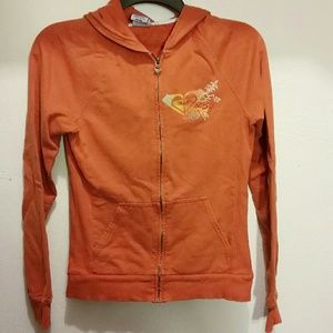 Roxy orange embroidered hooded sweatshirt