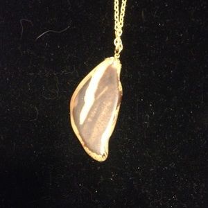 Cut rock / petrified wood necklace
