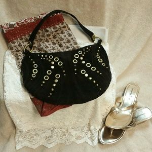 Banana Republic Brown Suede Grommet Purse