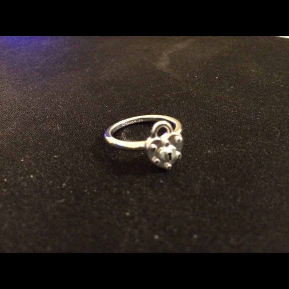 Coach Sterling Silver Heart Lock Ring