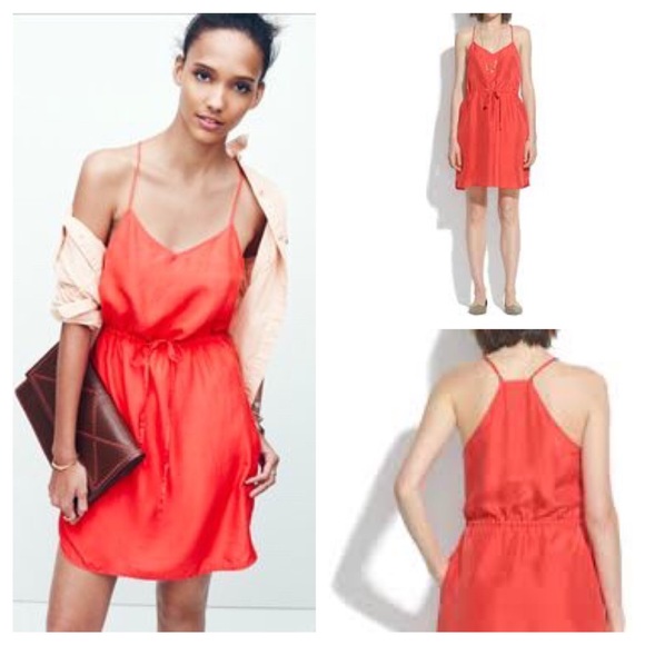 Madewell Silk Daybreak Sundress in bright red sz0