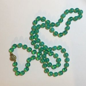 Jcrew Glass Bead Necklace w/rhinestone clasp!