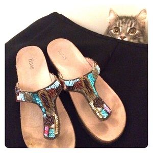 Sequined wedge sandals