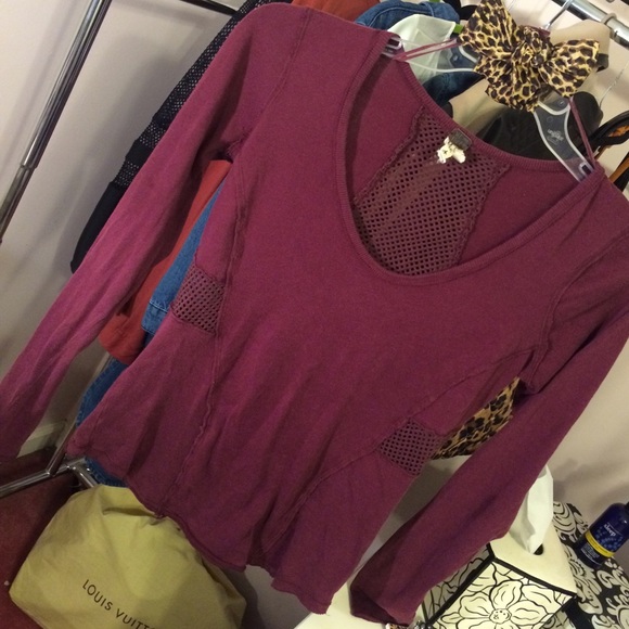 Maroon size medium Free People long sleeve shirt - Picture 1 of 3